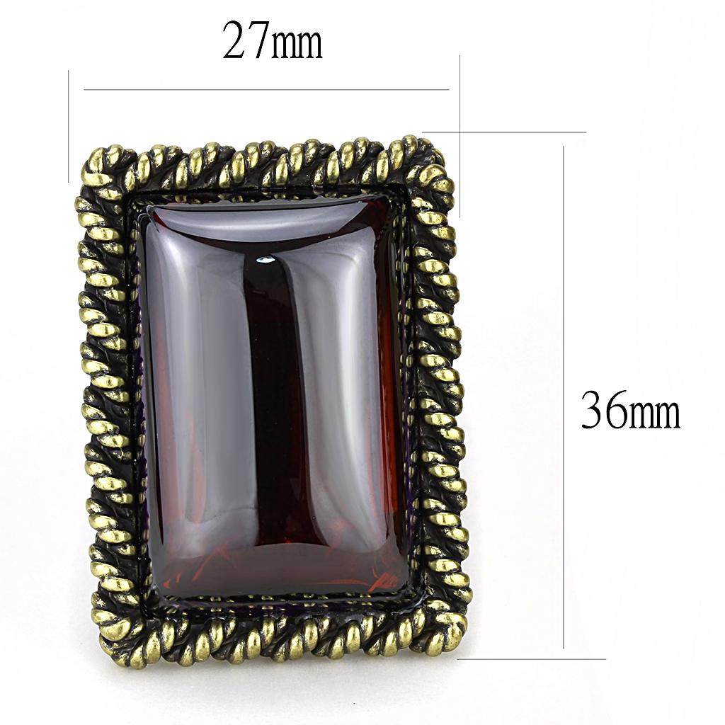 LO4203 - Antique Copper Brass Earrings with AAA Grade CZ in Garnet-2