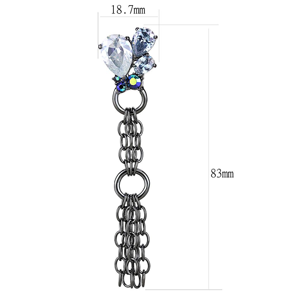 LO4204 - TIN Cobalt Black Brass Earrings with AAA Grade CZ in Clear-1