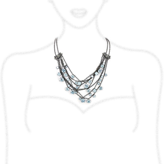 LO4217 - TIN Cobalt Black Brass Necklace with AAA Grade CZ in Clear-1