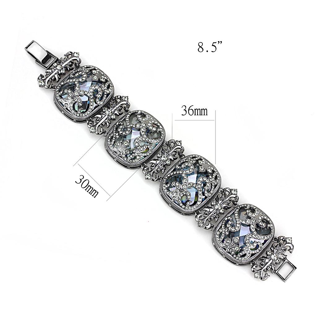 LO4225 - TIN Cobalt Black Brass Bracelet with AAA Grade CZ in Clear-1