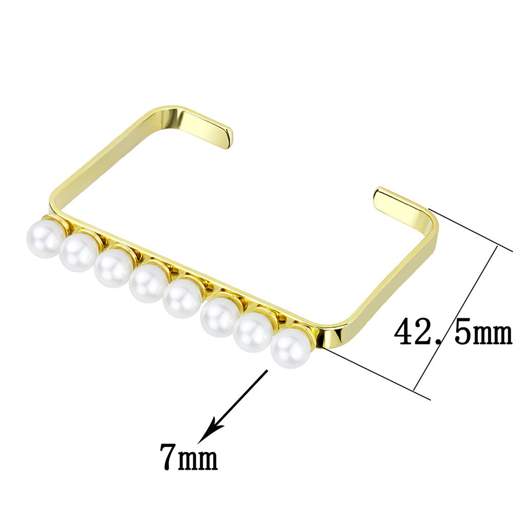 LO4232 - Gold Brass Bangle with Synthetic Pearl in White-1