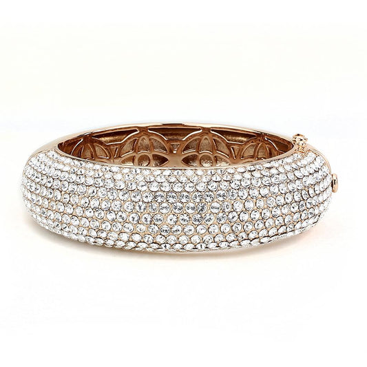 LO4269 - Rose Gold+e-coating Brass Bangle with Top Grade Crystal in Clear-1