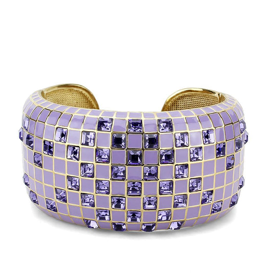 LO4271 - Gold Brass Bangle with Top Grade Crystal in Tanzanite-1