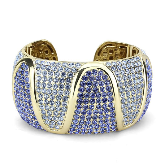 LO4276 - Gold Brass Bangle with Top Grade Crystal in Multi Color-1