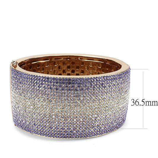 LO4279 - Rose Gold+e-coating Brass Bangle with Top Grade Crystal in Multi Color-1