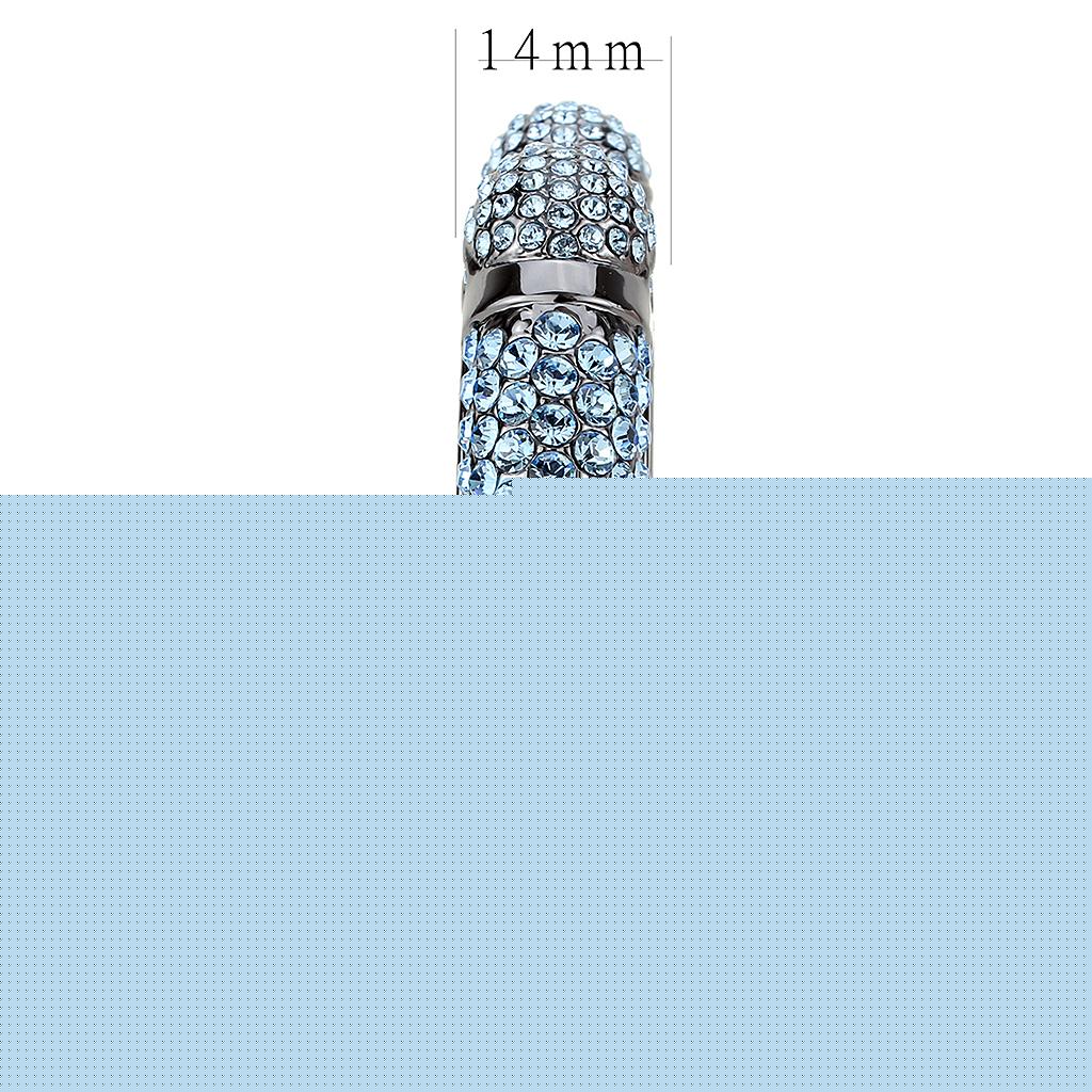 LO4289 - TIN Cobalt Black Brass Bangle with Top Grade Crystal in Sea Blue-3