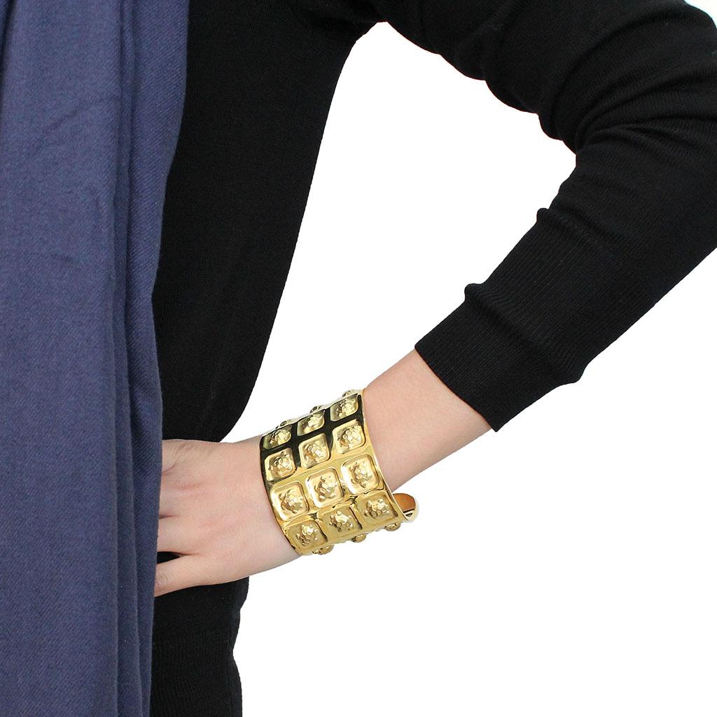 LO4297 - Matte Gold & Gold Brass Bangle with No Stone-4