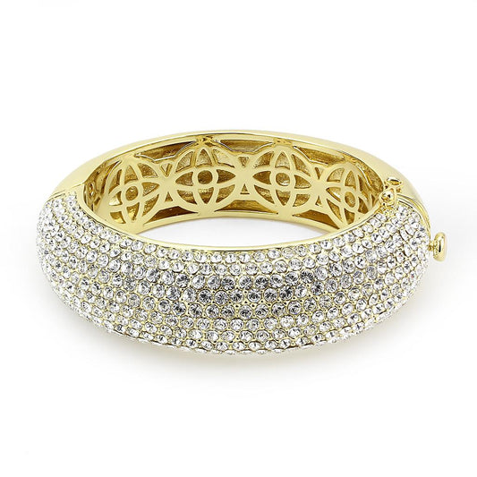 LO4301 - Flash Gold Brass Bangle with Top Grade Crystal in Clear-1