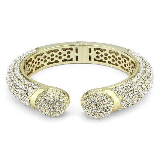 LO4311 - Flash Gold Brass Bangle with Top Grade Crystal in Clear-1