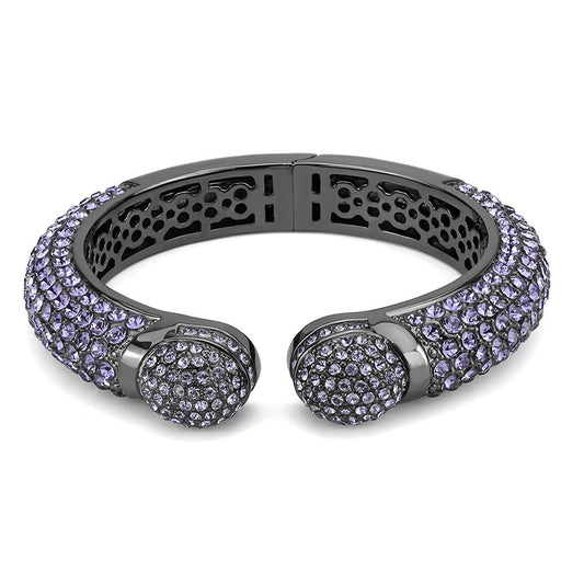 LO4312 - TIN Cobalt Black Brass Bangle with Top Grade Crystal in Tanzanite-1
