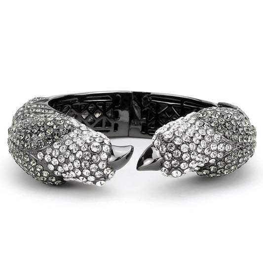 LO4333 - Ruthenium Brass Bangle with Top Grade Crystal in Multi Color-1