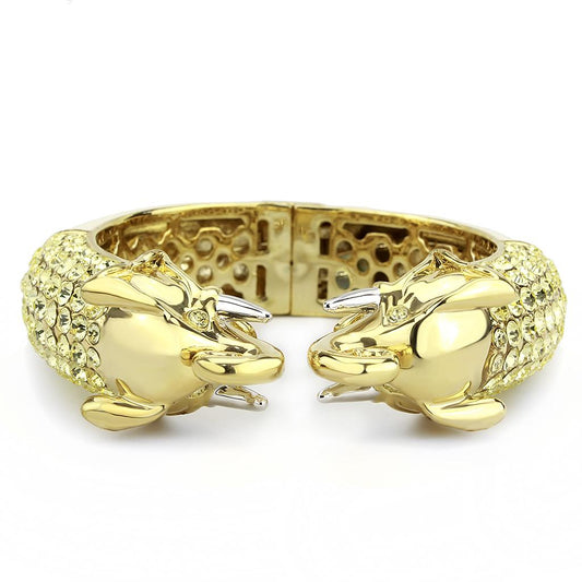 LO4334 - Gold+Rhodium Brass Bangle with Top Grade Crystal in Citrine Yellow-1