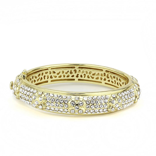 LO4339 - Gold Brass Bangle with Top Grade Crystal in Clear-1
