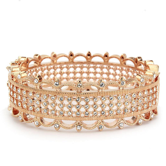 LO4344 - Rose Gold Brass Bangle with Top Grade Crystal in Clear-1