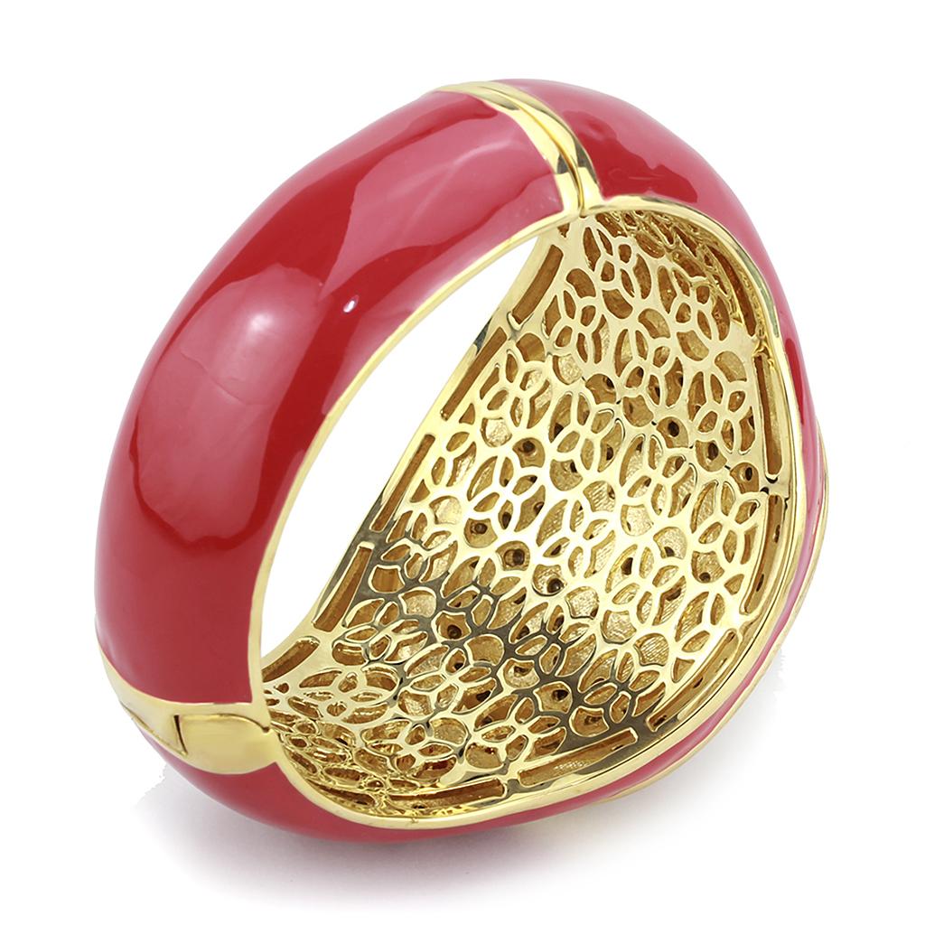 LO4351 - Gold Brass Bangle with Top Grade Crystal in Multi Color-4