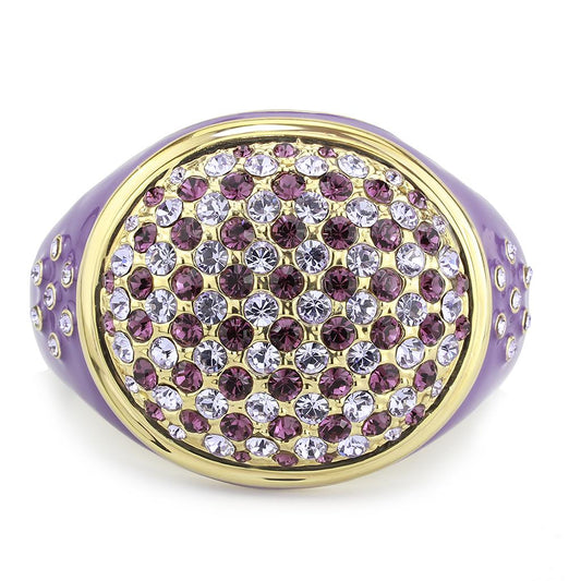 LO4353 - Gold Brass Bangle with Top Grade Crystal in Multi Color-1