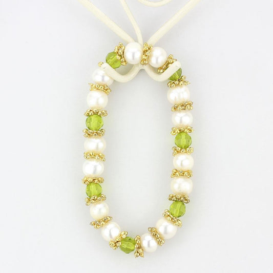 LO4656 - Antique Silver White Metal Bracelet with Synthetic Pearl in Peridot-1