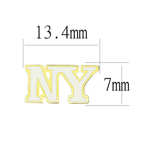 LO4666 - Gold Brass Earrings with Epoxy in White-1