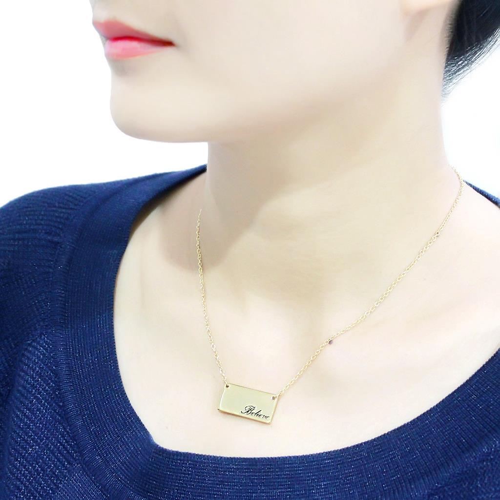 LO4700 - Flash Gold Brass Necklace with Top Grade Crystal in Clear-4