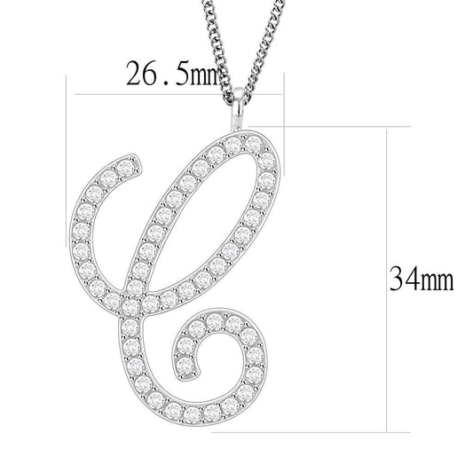 LO4708 - Imitation Rhodium Brass Chain Pendant with Top Grade Crystal in Clear-1