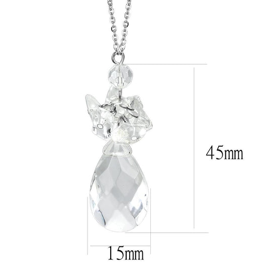 LO4711 - Rhodium Brass Chain Pendant with AAA Grade CZ in Clear-1