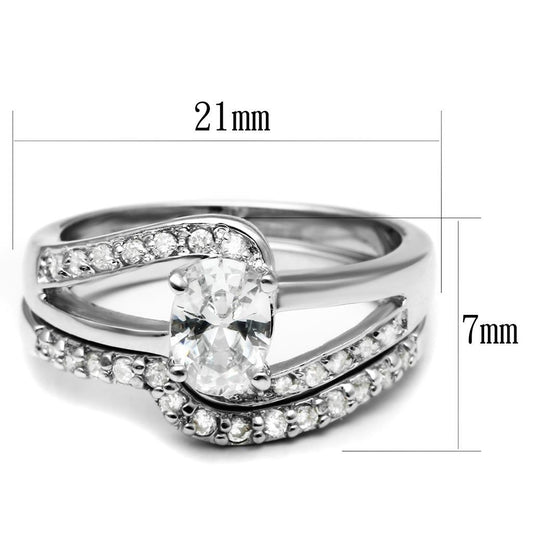LO4712 - Rhodium Brass Ring with AAA Grade CZ in Clear-1
