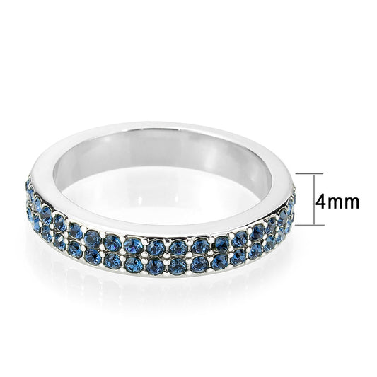 LO4757 - Rhodium Brass Ring with Top Grade Crystal in Montana-1