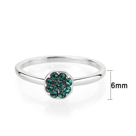 LO4765 - Rhodium Brass Ring with Top Grade Crystal in Emerald-1