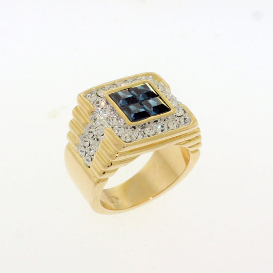 LO5M252 - Ion Gold Plating Brass Ring with Synthetic Glass in Montana-0