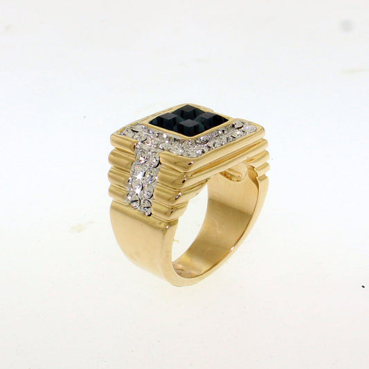 LO5M252 - Ion Gold Plating Brass Ring with Synthetic Glass in Montana-1