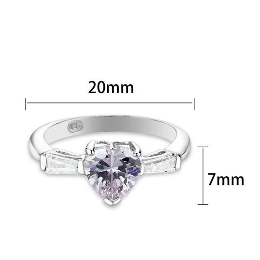 LO5S203- Sterling Silver Ring with CZ In light Amethyst High Polished( NO Plating)-1