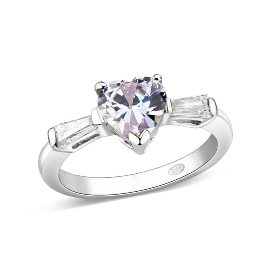 LO5S203- Sterling Silver Ring with CZ In light Amethyst High Polished( NO Plating)-0