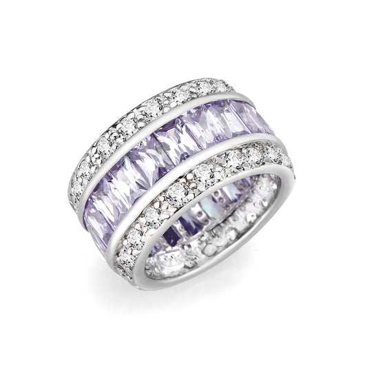 LO5S205- Sterling Silver Ring with CZ IN Amethyst High Polished( NO Plating)-0
