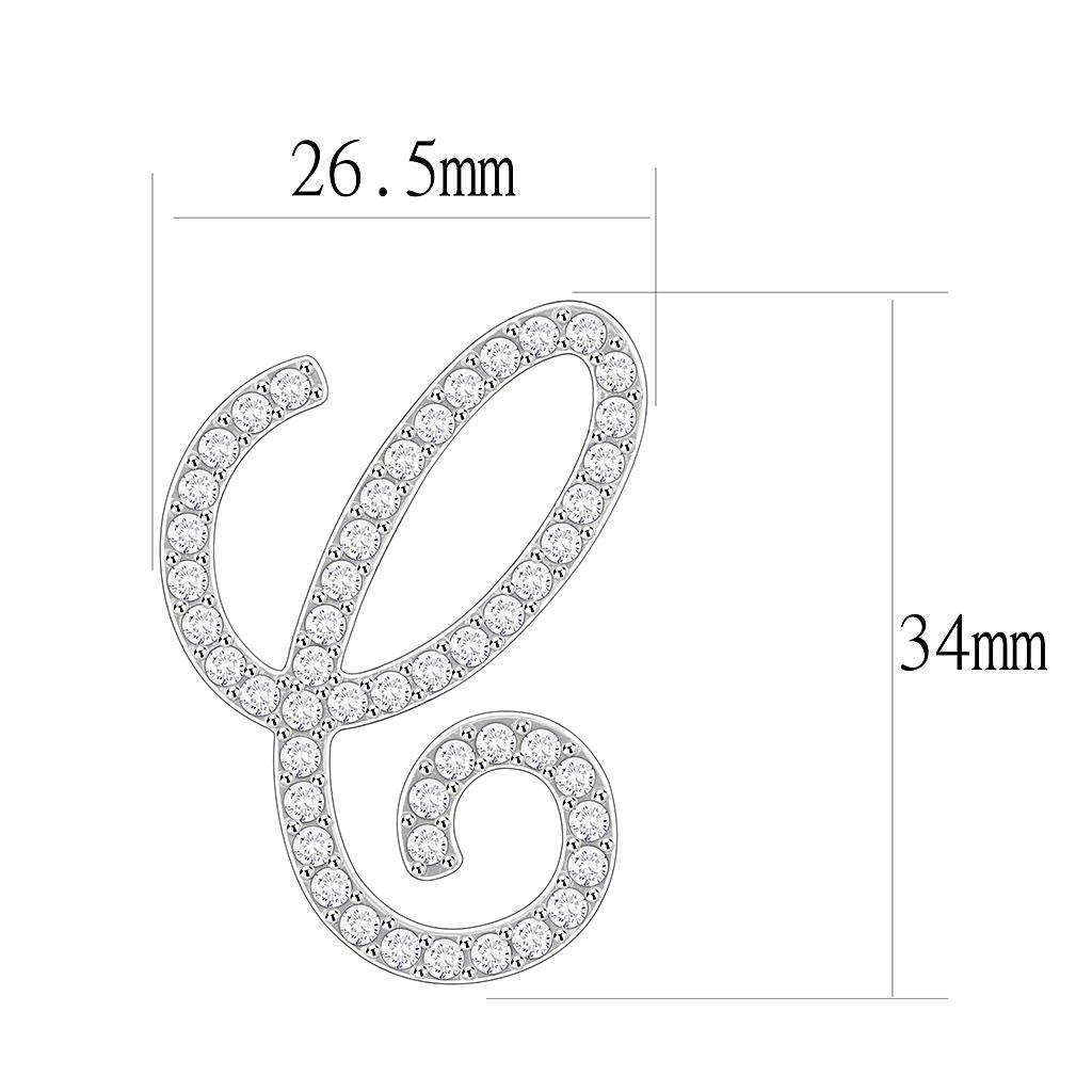 LO685 - Rhodium Brass Brooches with Top Grade Crystal in Clear-1