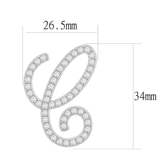 LO685 - Rhodium Brass Brooches with Top Grade Crystal in Clear-1