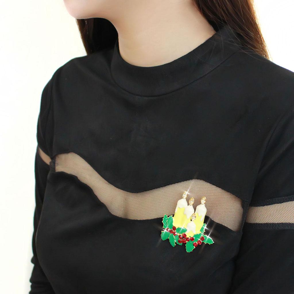 LO844 - Gold White Metal Brooches with Top Grade Crystal in Citrine Yellow-2