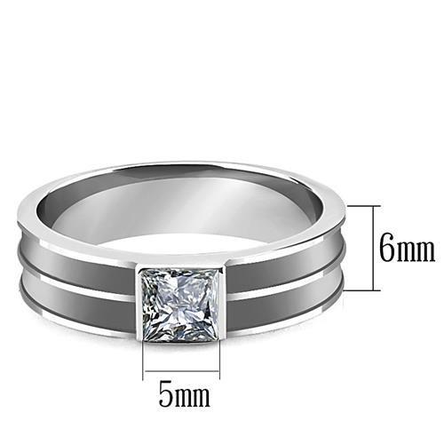 LOA1341 - High polished (no plating) Stainless Steel Ring with Top Grade Crystal in Black Diamond-1