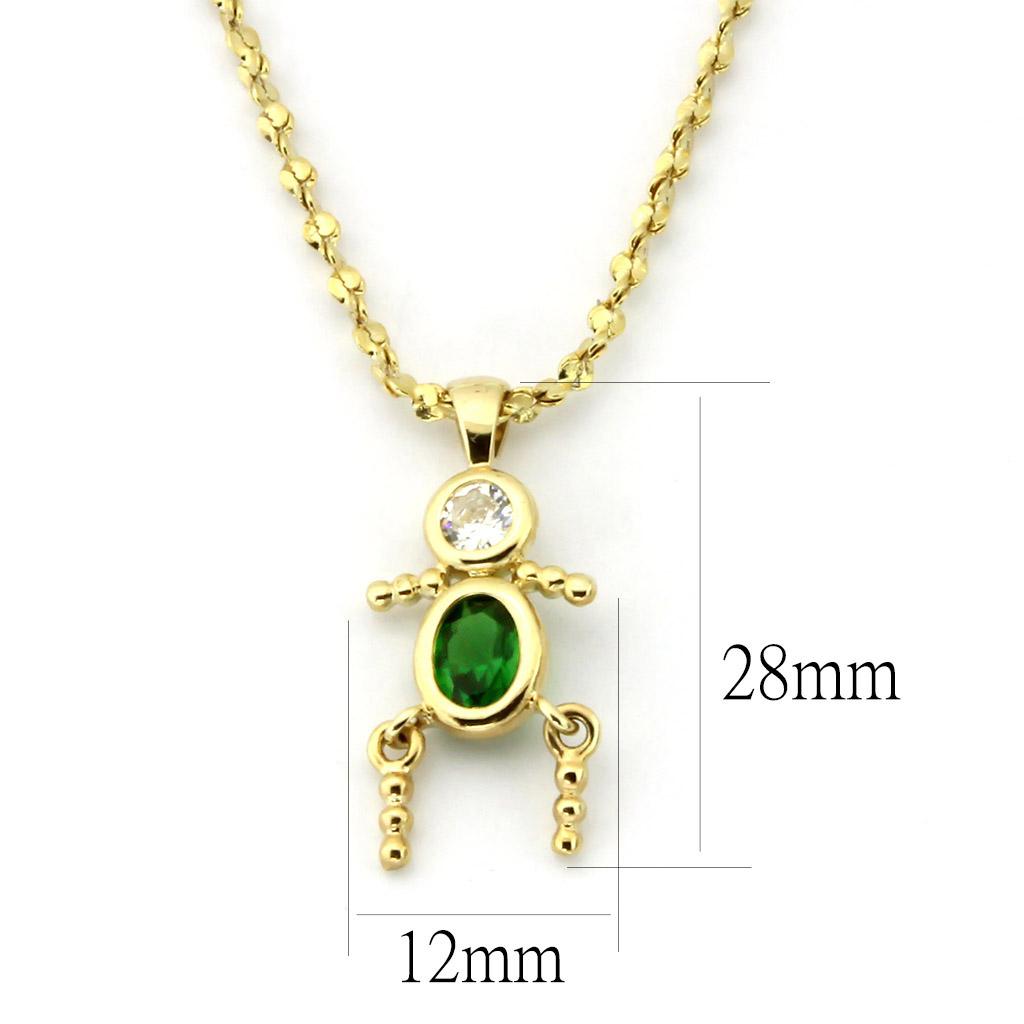 LOA1358 - Gold Brass Chain Pendant with AAA Grade CZ in Emerald-1