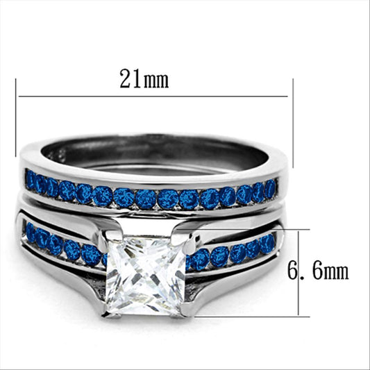LOA1363 - High polished (no plating) Stainless Steel Ring with AAA Grade CZ in Multi Color-1
