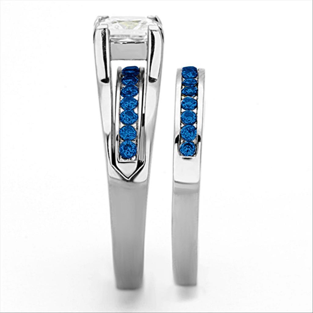 LOA1363 - High polished (no plating) Stainless Steel Ring with AAA Grade CZ in Multi Color-3