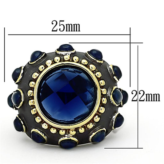 LOA880 - Reverse Two-Tone Brass Ring with Synthetic Synthetic Glass in Montana-1