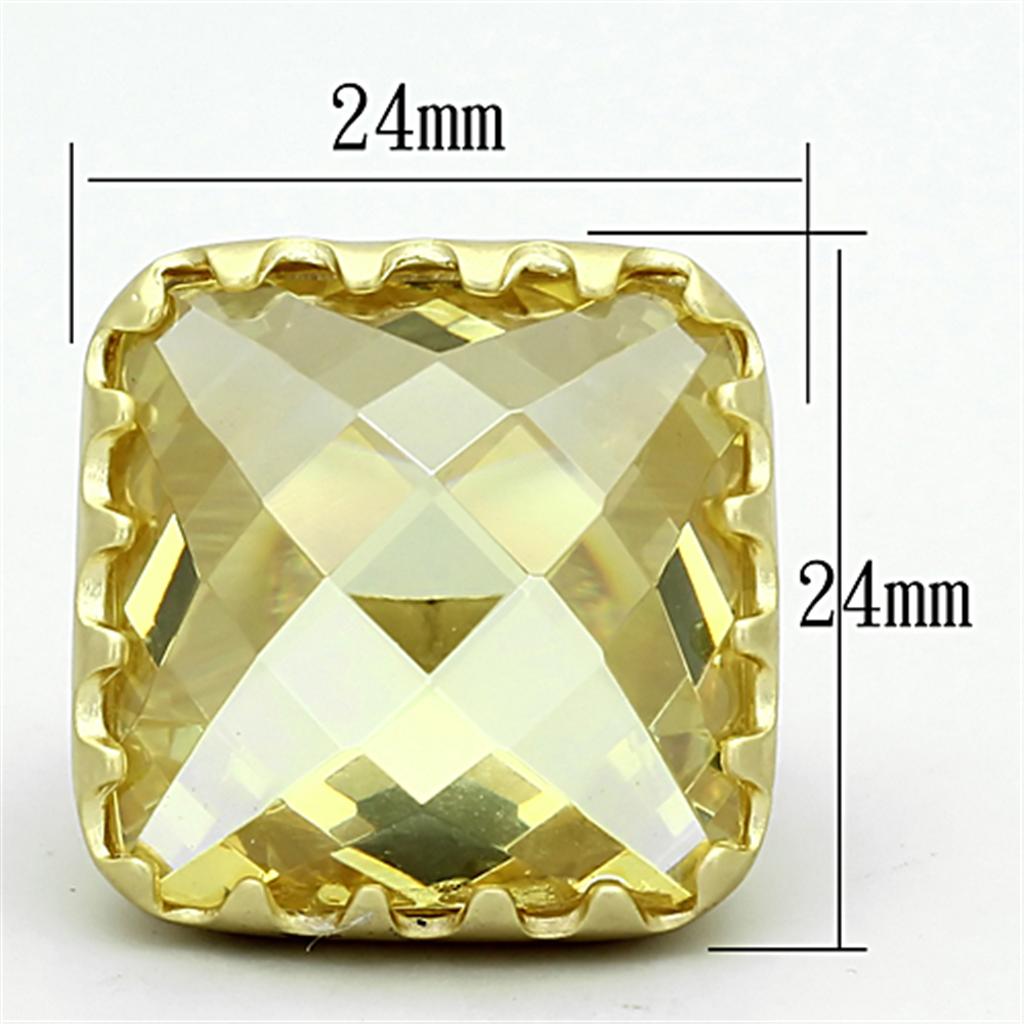 LOA888 - Matte Gold Brass Ring with AAA Grade CZ in Citrine Yellow-1