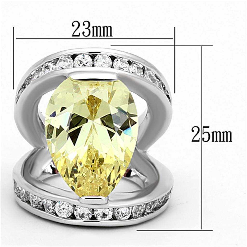 LOA925 - Rhodium Brass Ring with AAA Grade CZ in Citrine Yellow-1