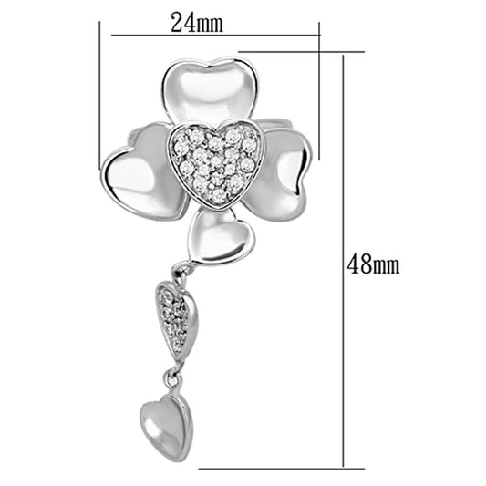 LOAS931 - Rhodium 925 Sterling Silver Ring with AAA Grade CZ in Clear-1