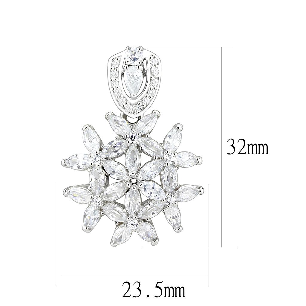 LOS067 - Rhodium 925 Sterling Silver Pendant with AAA Grade CZ in Clear-1