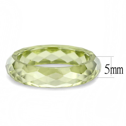 LOS082 - Stone Ring with AAA Grade CZ in Olivine color-1