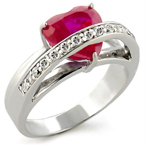 LOS30801 - Sterling silver 925 Ring with AAA Grade CZ in Ruby-0
