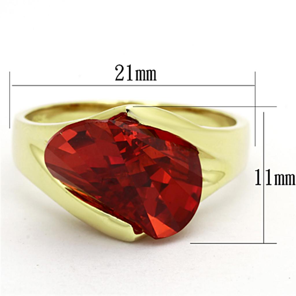 LOS641 - Gold 925 Sterling Silver Ring with AAA Grade CZ in Garnet-1