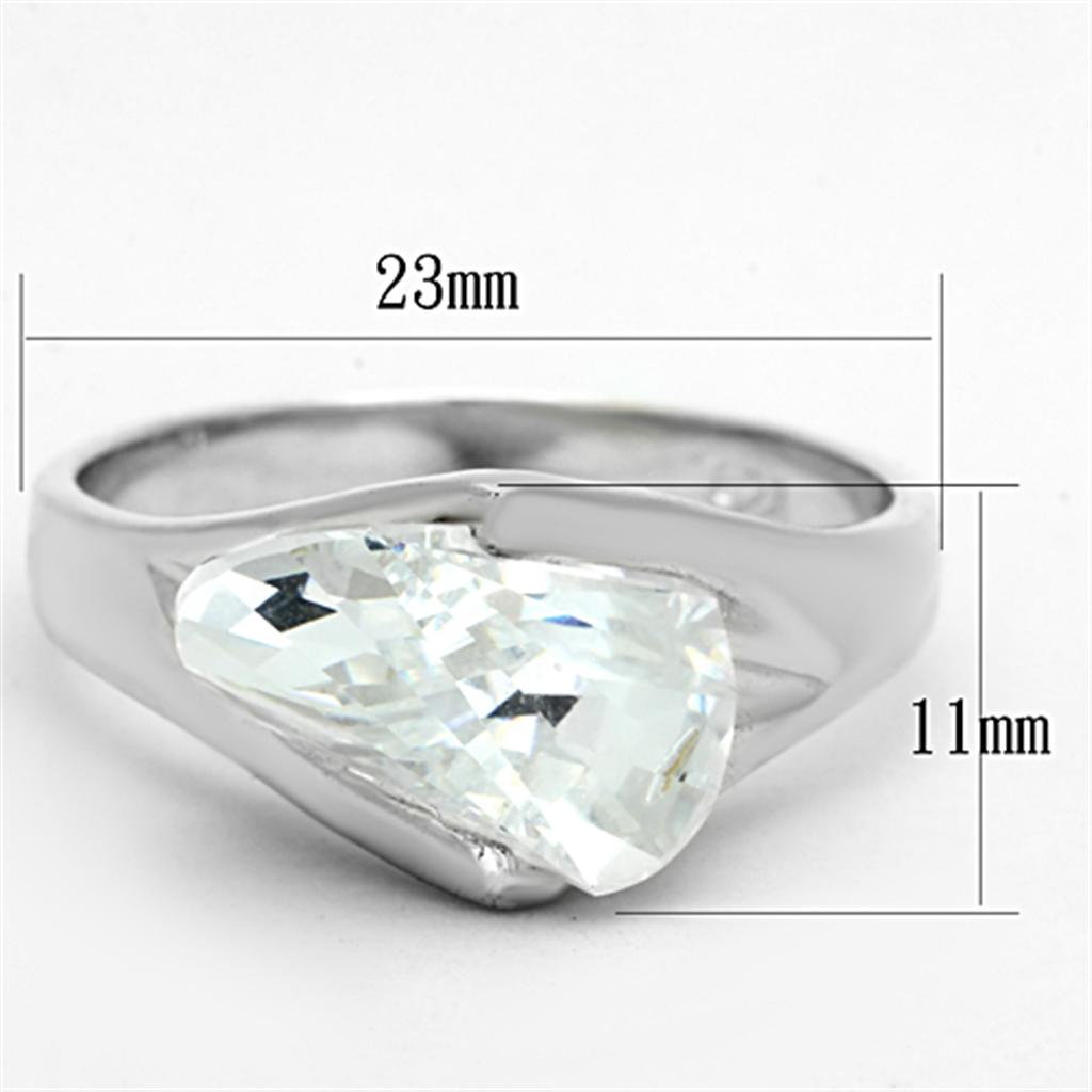 LOS650 - Silver 925 Sterling Silver Ring with AAA Grade CZ in Clear-1