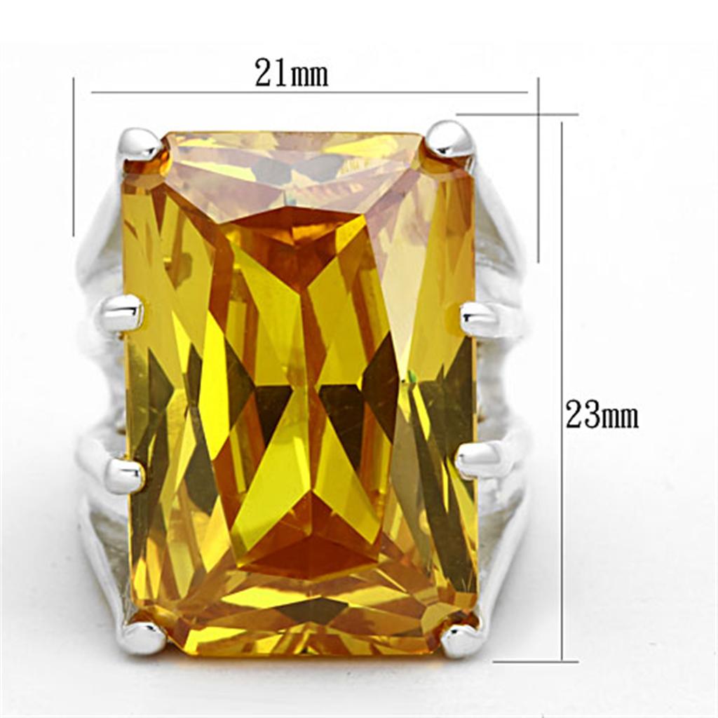 LOS665 - Silver 925 Sterling Silver Ring with AAA Grade CZ in Topaz-1